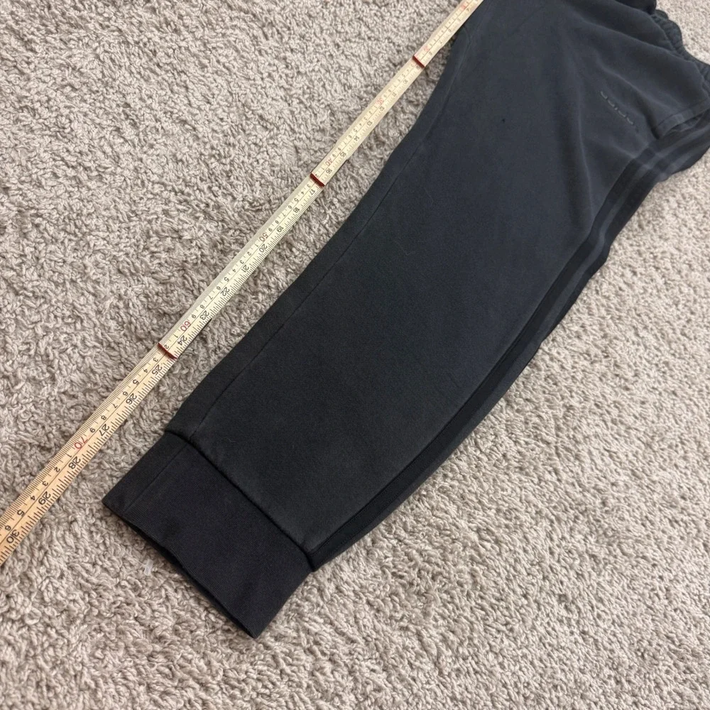 Adidas Joggers Mens Small Black Good FI1476 3-Stripe Fleece Tapered Sweatpants